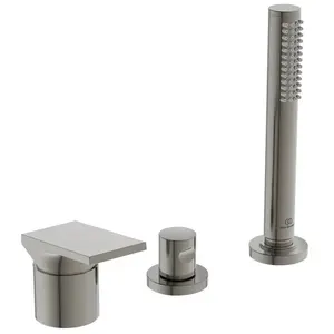 Ideal Standard, Robinetterie de salle de bains, IDS 3-Loch-Badearmatur EXTRA m Handbr o Wanneneinlauf silver storm
