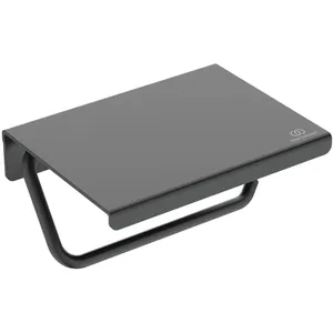 Ideal Standard BD592XG Porte-rouleau de papier toilette en aluminium avec étagère - Pour salle de bain - Noir soyeux