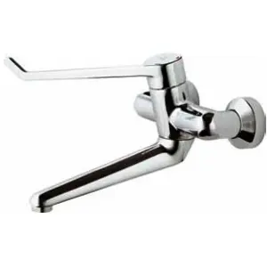 Ideal Standard Ceraplus wandkraan met koppelingen met uitloop 20cm met hendel 23cm veilige sluiting over koud chroom