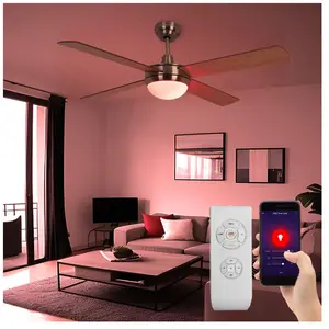 V-TAC Ventilateur de plafond avec télécommande Plafonnier led Lampe de salon dimmable, contrôle par application Changement de couleur rvb, 3 niveaux,Vendu parmanomano
