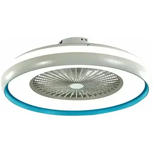 V-TAC Ventilateur LED de plafond à boîtier avec moteur à courant alternatif de 45 W et télécommande 3 en 1 couleur gris et bleuVendu parmanomano