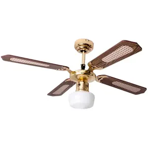 V-TAC Ventilateur de plafond avec interrupteur à tirette Lampe de ventilateur été hiver Ventilateur plafond 3 niveaux, verre opalin, mdf brun, 1x E27, d pas cher