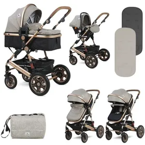 LORELLI Lora - Poussette combinée 3en1 avec couvre jambes nacelle et siège auto - Jusquà 15Kg - Pliable - Beige/Noir pas cher