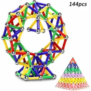 Construction Magnetique Enfant - BLEOSAN - 144 pcs - STEM Jouet - Jeux Educatif de Construction pas cher