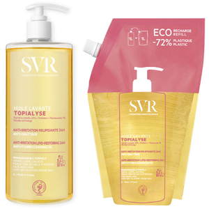 SVR Lot TOPIALYSE Huile Lavante 1L + Eco-Recharge 1L Peaux Atopiques et Sensibles pas cher