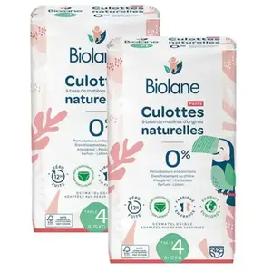 Biolane - Couches Culottes Naturelles Taille 4 - 12H - Zéro fuite - Lot de 2x 42 unités pas cher