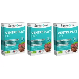 Santarome Ventre plat Bio Minceur et Ballonnements Lot de 3 x 30 comprimésVendu paratida-sante-discount-fr