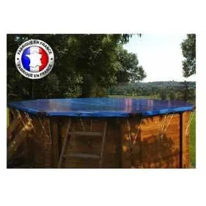 Bâche hiver compatible piscine Ubbink - Amande/beige - Octogonale 610 x 400 cm pas cher