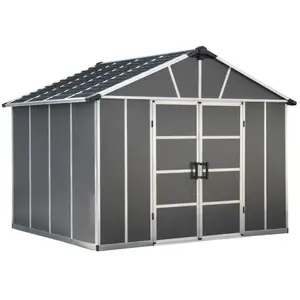 Comparateur de prix : PALRAM Abri de jardin Yukon 7,9 m² - Aluminium et polycarbonate - Gris