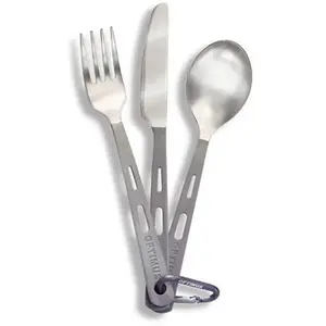 OPTIMUS Titanium 3 piece Cutlery Set - Campingbestek - Titanium pas cher