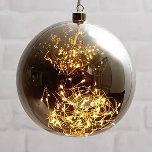 Kerstbal met lampjes 20cm -zwart -lichtkleur: Warm Wit -met stekker -K... pas cher