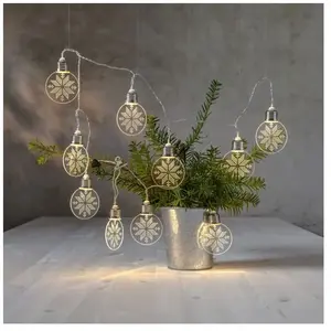Star Trading Batterijgevoede kerstverlichtingsketting 'Ornament' met decoratieve LED-ornamenten, warm wit, L 180cm