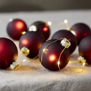 Star Trading Batterij-aangedreven decoratieve lichtketting 'Bliss', 8 rode kerstballen met LED-lichtketting, timer, L 160cm