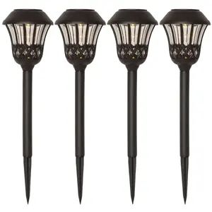 Lace Lot de 4 lampes solaires de jardin avec capteur crépusculaire - S...
