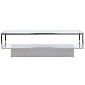 EBUY24 Table basse en verre - Maglehem - Transparent - Acier - 130x60x38 cm pas cher