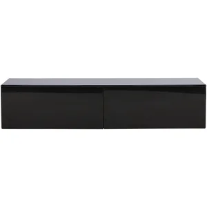 Hioshop Meuble TV 2 Tiroirs Fristad 160cm Noir pas cher