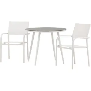 Ensemble Table de Jardin & 2 Chaises Break & Santorini 90cm Gris & Blanc pas cher