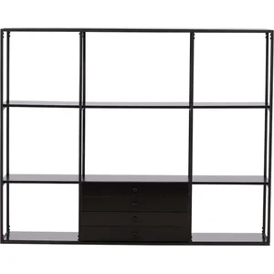 Hioshop Amarillo wandkast 4 laden zwart. pas cher