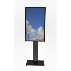 HI-ND Floorstand Glass with Casing 55" - Stand - pour écran LCD d'affichage dynamique - Métal, verre - s (Sol, 55"), Support mural TV, Noir pas cher