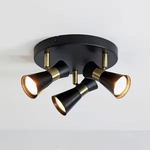 Markslöjd, Applique + plafonnier, FOLIE Ceiling Round 3L Black/Antique... pas cher