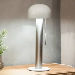 Markslöjd, Lampe de table, COSTA Table 1L Satin Nickel/White pas cher