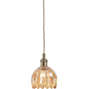 Markslöjd, Suspension, GOTA Pendant 1L Antique Brass/ Amber (E14) pas cher