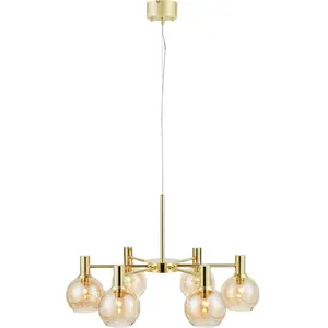 Markslöjd, Suspension, AMBRA Pendant 6L Brass/Amber (E14)Vendu pargalaxus