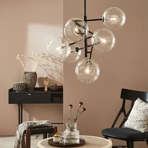 Markslöjd ANDREW Pendant 6L Noir/transparent pas cher