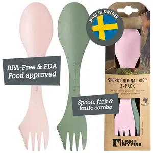 Light My Fire Couvert Camping - Set Couverts Voyage 2 Sporks - Couverts Camping 3 en 1 - Cuillère Fourchette Couteau Camping - Couvert Plastique Reutilisable 100% sans BPA - Bivouac Picnic Randonnée pas cher