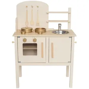 Jabadabado Kinder Speelkeuken - Keuken incl. accessoires - Cream - Kitchen with pot & pan pas cher