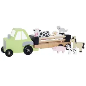 Jabadabado speelgoed houten dierentransporter met tractor Multi colour pas cher