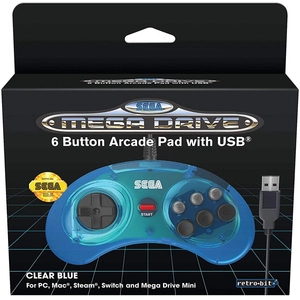 JUST FOR GAMES Manette Officielle SEGA Mega Drive Mini Retro-bit 6-button USB - Bleue pas cher