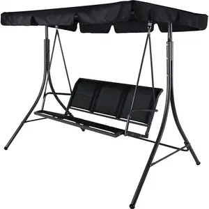 Montreal Canapé balançoire de jardin 3 personnes, noir.Vendu parbol