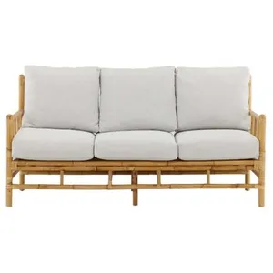 Hioshop Cane tuinbank met tuinkussen 3 pers. naturel. pas cher