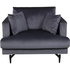 EBUY24 Sofia Fauteuil en velours, gris foncé. pas cher
