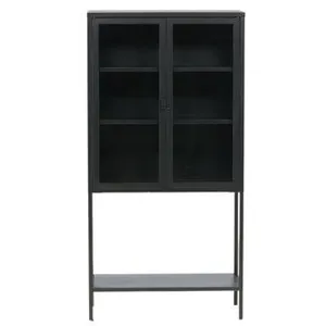 EBUY24 Misha Armoire vitrine 2 portes, 4 tablettes de rangement, noir. pas cher