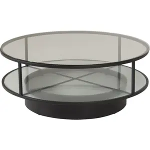 Table basse - JARDINDECO - Falsterbo - Verre - Noir transparent - RondVendu parcdiscount