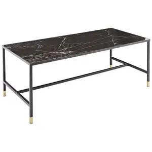 Table basse en acier et verre Dipp Noir pas cher