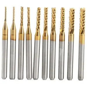 Sollbry - 10pcs Fraise en Bout en Carbure Cémenté à Gravure Bits Sculpture Perceuse Outils Endated Mill 0.8-3.17mm pas cher