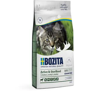10kg Active & Sterilised Bozita sans céréales agneau pour chat