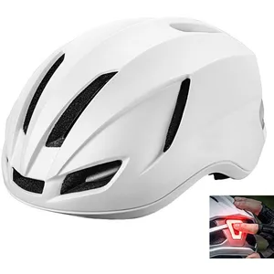 Casque de vélo avec lumière LED - AUCUNE - Casque de VTT pour homme et adulte - Avec feu arrière de charge - 56-60 cm - Blanc pas cher
