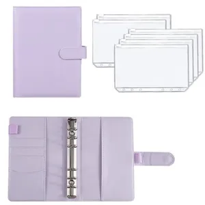 INF Classeur À Anneaux A6 Avec 12 Pochettes En Plastique Violet pas cher