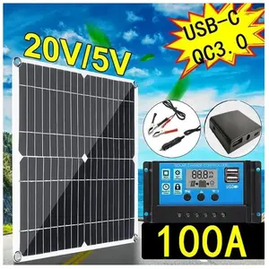 Panneau Solaire 200W 12V USB Chargeur de Batterie 100A Contrôleur pour...Vendu parcdiscount