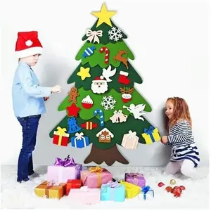 NO NAME 95cm Feutrine Sapin de Noël DIY avec Ornements Cadeaux De Noël pour enfants Décoration Porte/Murale à Suspendre Décor pas cher