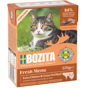 Bozita Tetra Bouchées en gelée 6 x 370 g pour chat - Sterilised poulet, boeuf pas cher