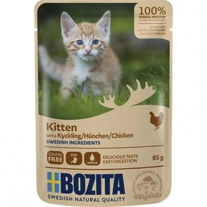 12x85g Bozita Bouchées en sauce Kitten poulet - Pâtée pour chat pas cher