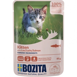 12x85g Bozita Bouchées en sauce Kitten saumon - Pâtée pour chat pas cher