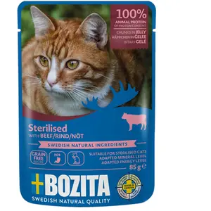 Bouchées en gelée Bozita Sterilised 12 x 85 g pour chat boeuf pas cher
