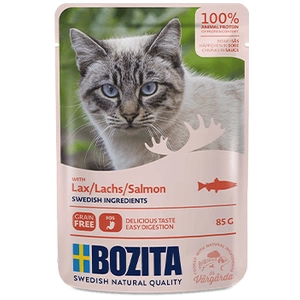12x85g Bozita Bouchées en sauce saumon - Pâtée pour chat pas cher