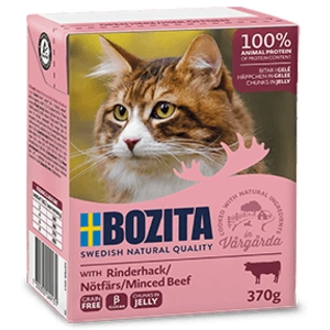 6x370g Bozita Bouchées en gelée émincé de boeuf - Pâtée pour chat pas cher